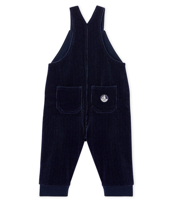 Lange Baby-Latzhose aus geripptem Samtstrick für Jungen blau SMOKING