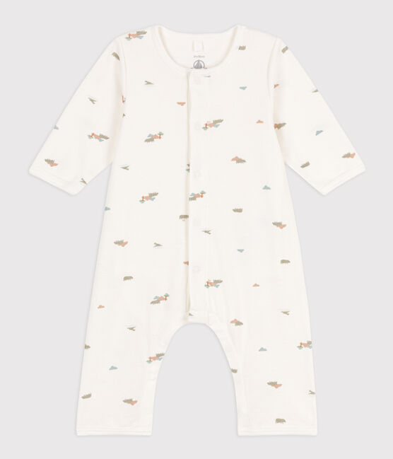 Baby-Bodyjama aus Baumwolle weiss MARSHMALLOW/weiss MULTICO