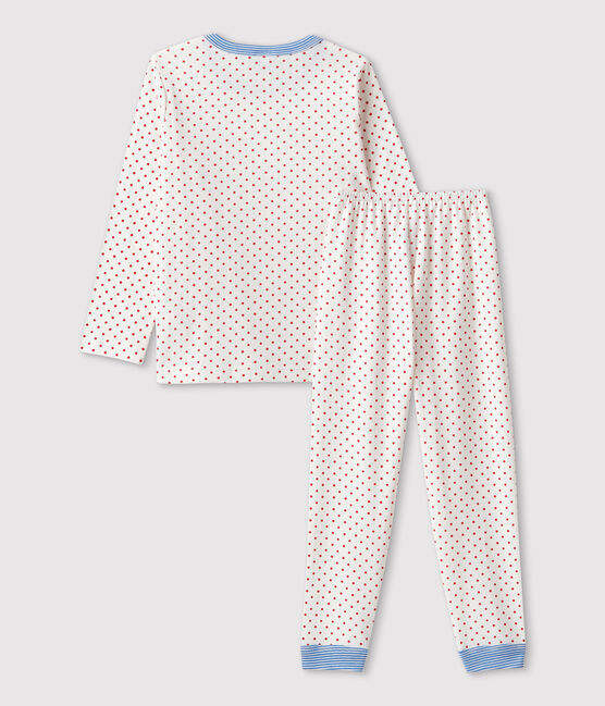 Kinderpyjama aus Bio-Baumwolle mit Muster weiss MARSHMALLOW/rot PEPS