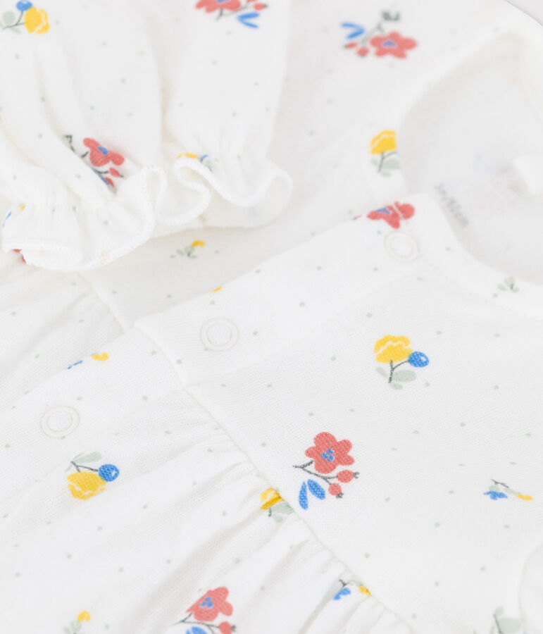 Babykleid aus Bio-Doppeljersey mit Blumenmuster. weiss/vielfarbig
