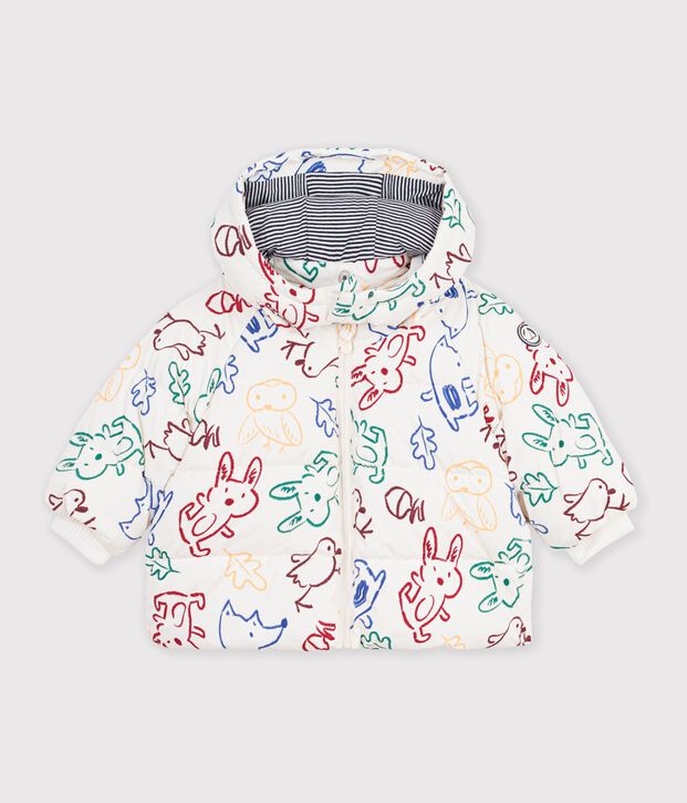 Baby-Winterjacke aus Polyester mit Tiermotiv naturfarben/vielfarbig