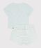 2-teiliges kurzes Baby-Set aus Baumwolle mit gestreiftem Unterteil blau/naturfarben