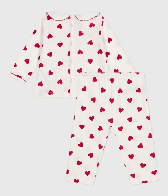 2-teiliger Stramper mit Herz-Motiv weiss MARSHMALLOW/rot TERKUIT