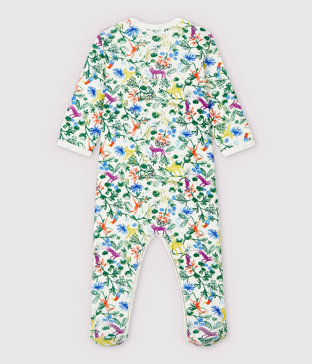 Baby-Strampler aus Baumwolle mit Dschungel-Motiv weiss/vielfarbig