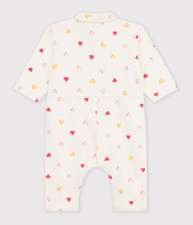 Langer Baby-Overall aus Baumwolle mit Herzmotiv naturfarben/vielfarbig