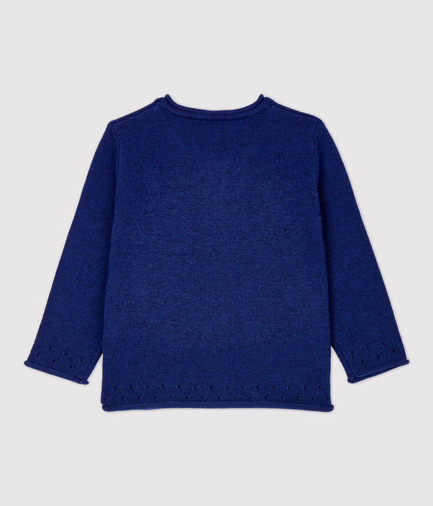 Baby-Cardigan aus Strickmaterial. blau