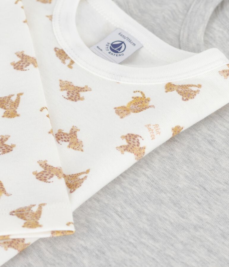 Set lang&auml;rmeliger Kinder T-Shirts aus Baumwolle mit Leoparden-Motiv vielfarbig