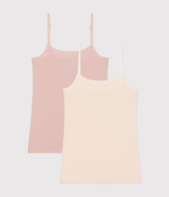 2er-Set Spaghetti-Top aus Baumwolle mit Lochstickerei für Damen variante 1