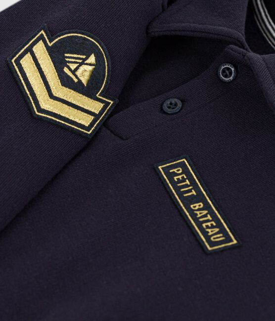 Kinder-Sweatshirt im Polo-Stil aus einfarbiger Baumwolle blau SMOKING
