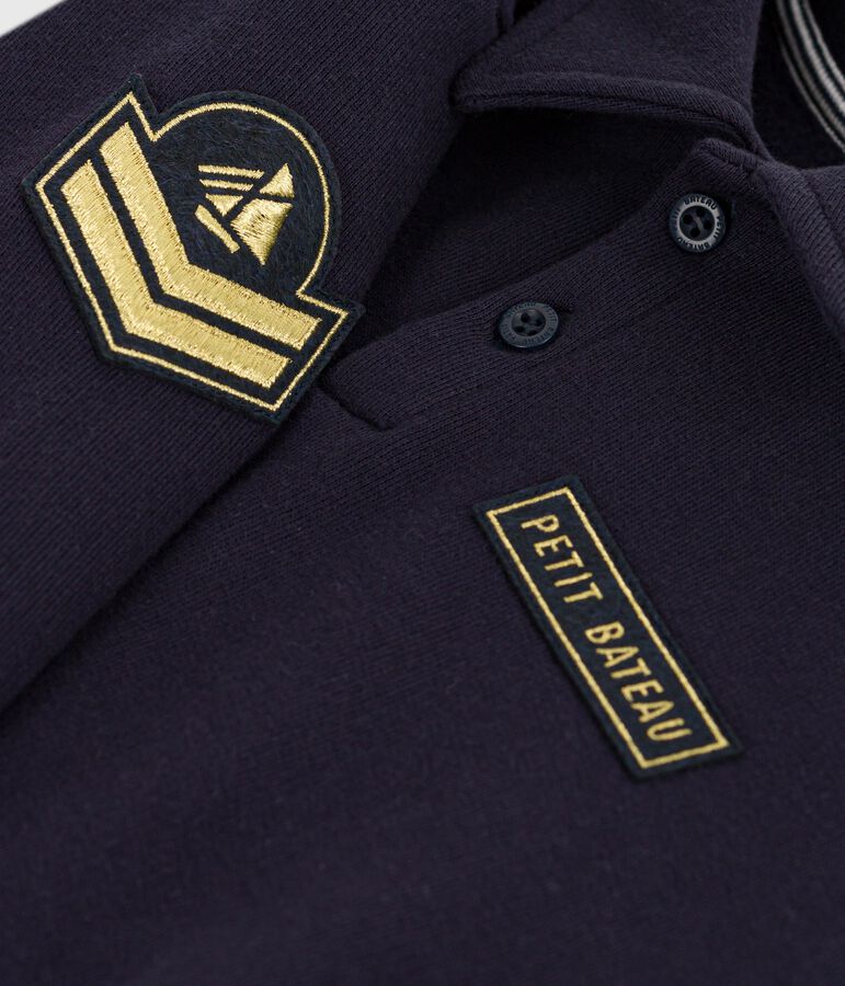 Kinder-Sweatshirt im Polo-Stil aus einfarbiger Baumwolle blau