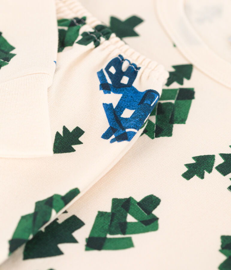 Kinderpyjama aus Molton mit Chalet-Motiv naturfarben/vielfarbig