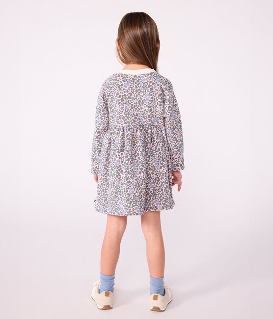 Langärmeliges Kinder-Kleid aus Baumwolle rosa JOLI/weiss MULTICO