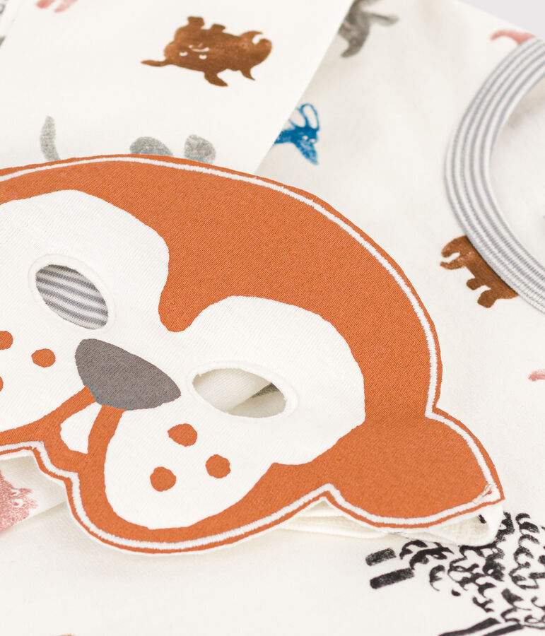 Kinderpyjama zum Verkleiden aus Molton mit Hundmotiv weiss/vielfarbig