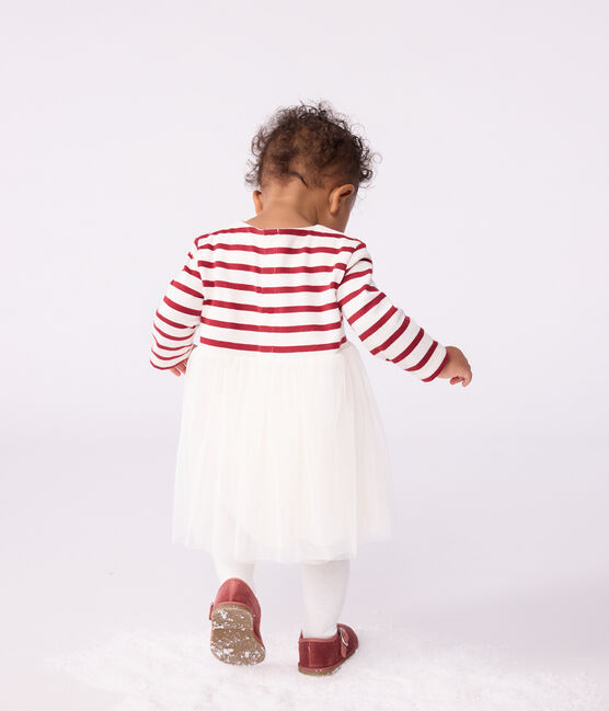 Langärmliges Kleid aus zwei Stoffen rot MILK/ AMARANTE