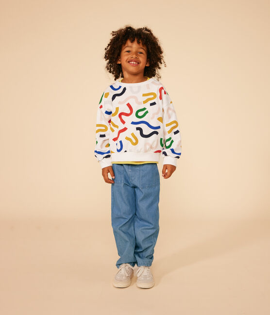 Sweatshirt mit Printmotiv aus leichtem Molton Kinder/Jungen weiss MARSHMALLOW/weiss MULTICO