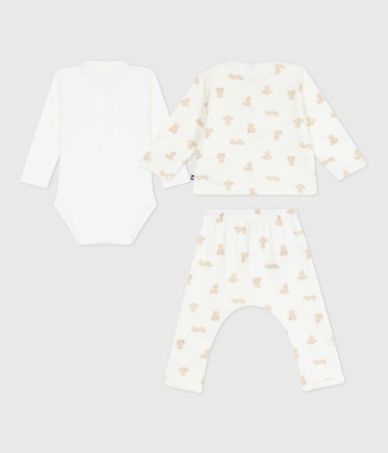 3-teiliges Baby-Geschenkset aus Baumwolle mit Bärenmotiv MARSHMALLOW/ BRUN