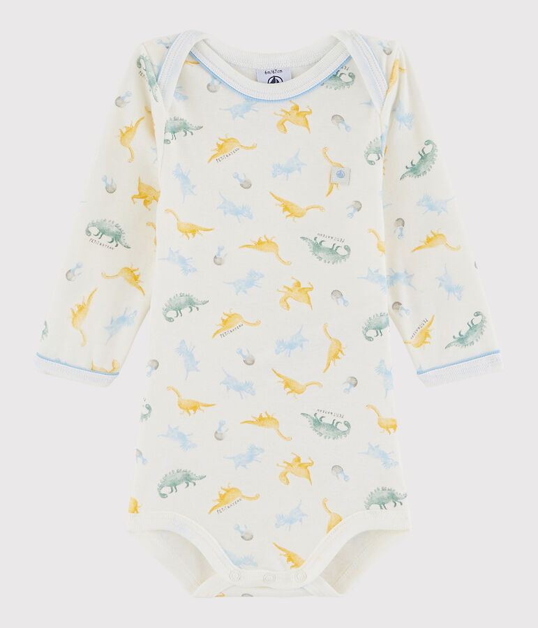 Lang&auml;rmeliger Baby-Body Jungen weiss/blau/vielfarbig