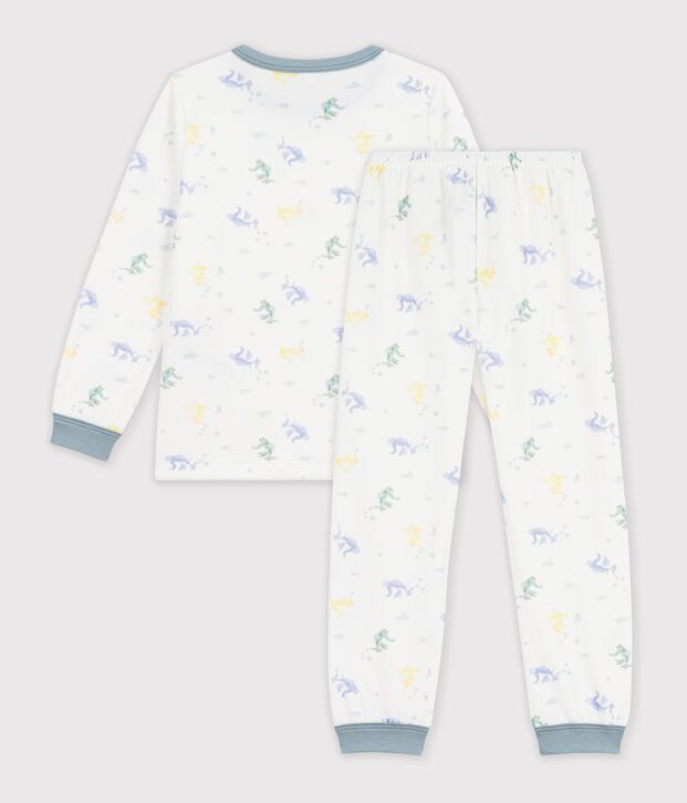 Kinder-Pyjama aus gemustertem Nicki weiss/blau/vielfarbig