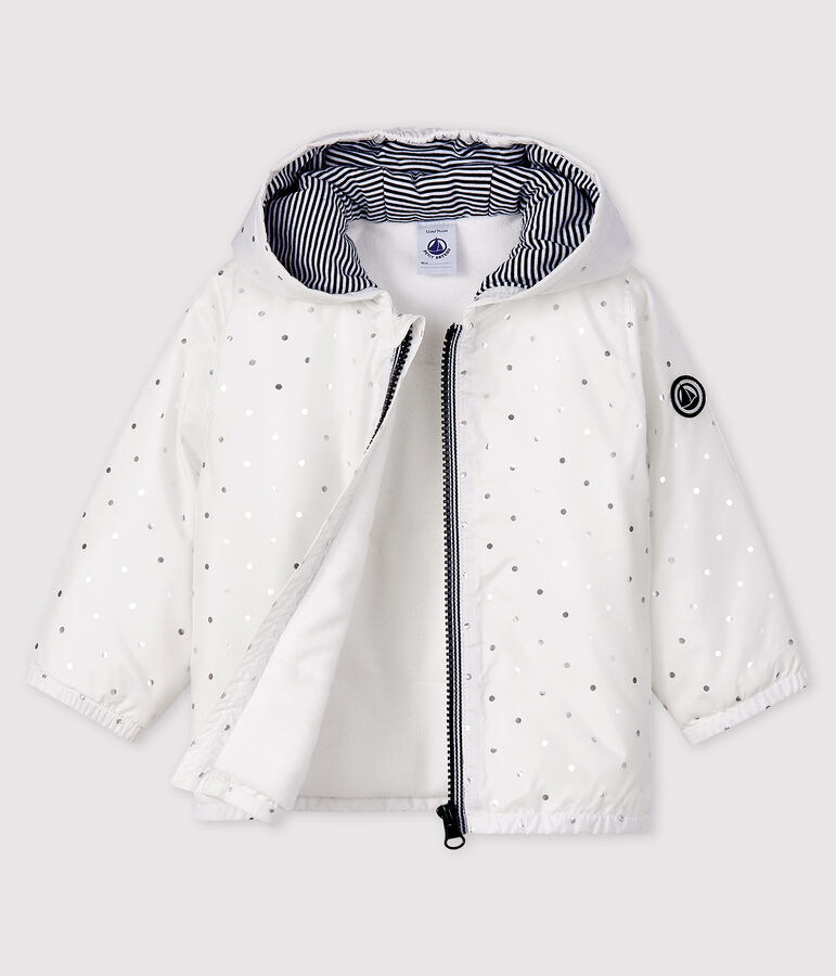Baby Jacke mit Print f&uuml;r M&auml;dchen/Jungen weiss MARSHMALLOW/grau ARGENT