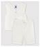 Zweiteiliges Baby-Set aus gestreifter Popeline für Jungen weiss MARSHMALLOW/weiss MULTICO