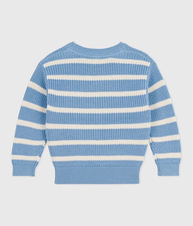 Kinder-Pullover aus Strick blau/naturfarben