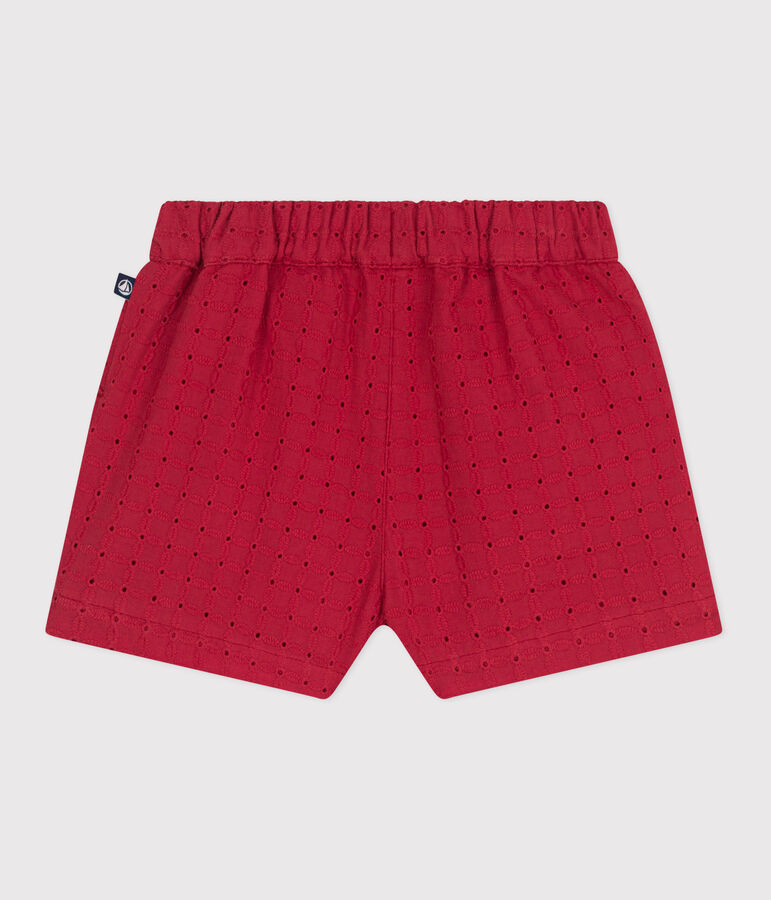 Baby-Shorts aus Popeline mit Lochspitze rot