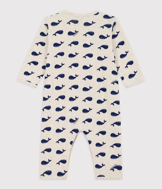 Fußloser Baby-Strampler aus Baumwolle mit Meereswal-Motiv beige MONTELIMAR/blau MEDIEVAL