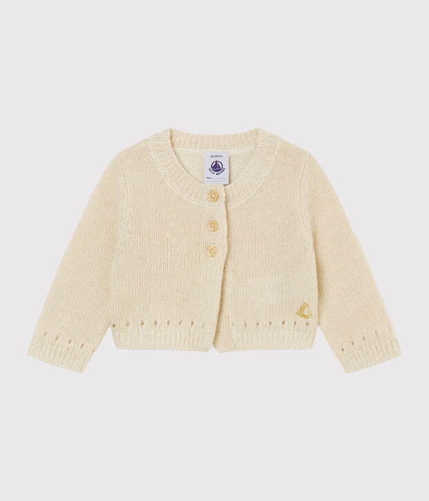 Glitzernder Baby M&auml;dchenBolero weiss/gelb