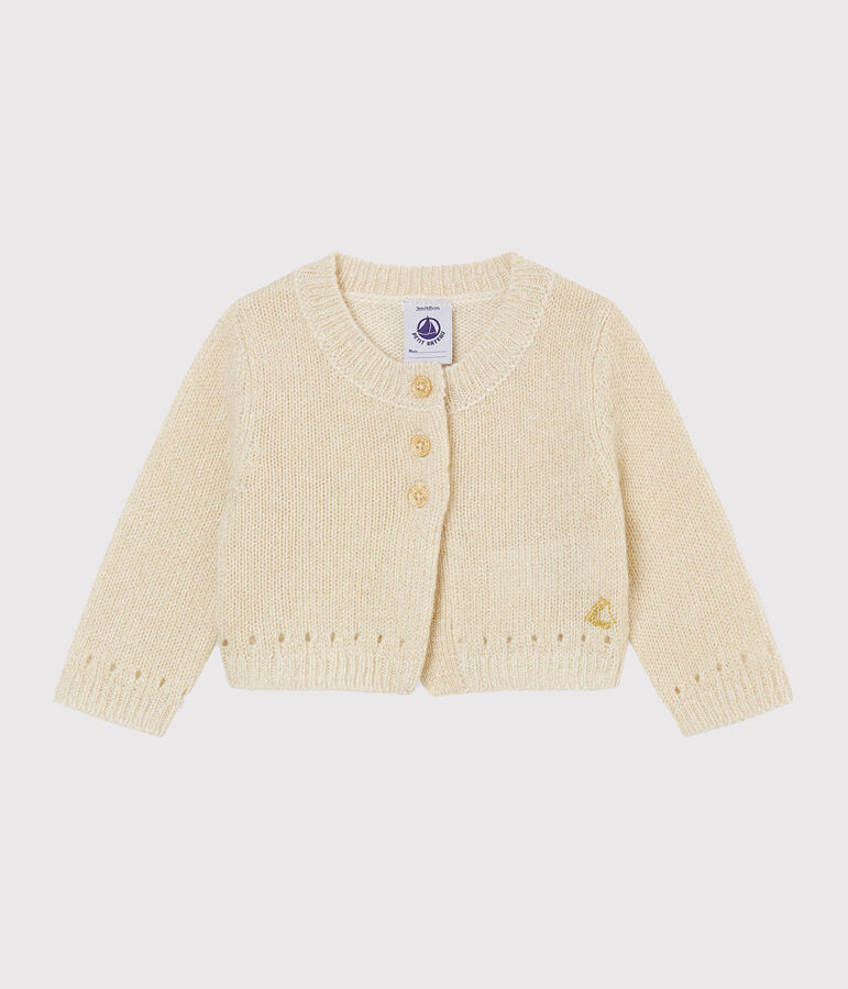 Glitzernder Baby M&auml;dchenBolero weiss/gelb