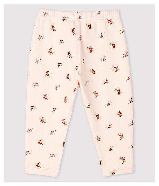 Baby-Hose aus bedrucktem Molton für Mädchen rosa FLEUR/weiss MULTICO