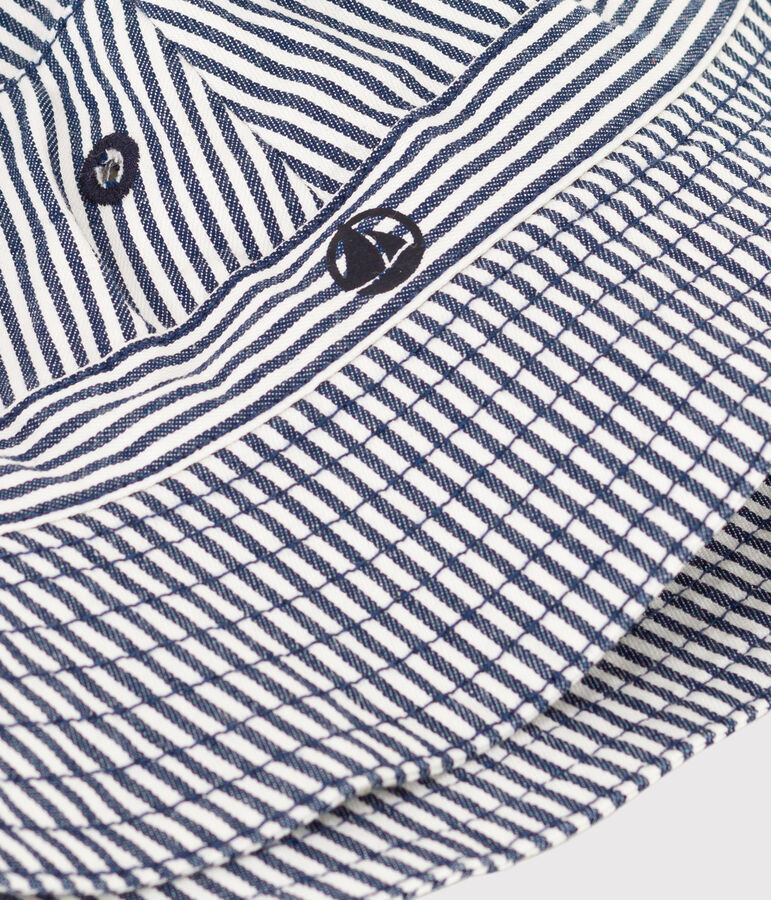 Kinder-Sonnenhut aus Sergestoff f&uuml;r Jungen blau MEDIEVAL/weiss MARSHMALLOW