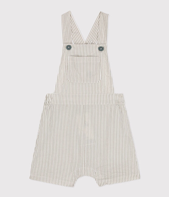 Kurze Baby-Latzhose aus Seersucker MARECAGE/ MARSHMALLOW