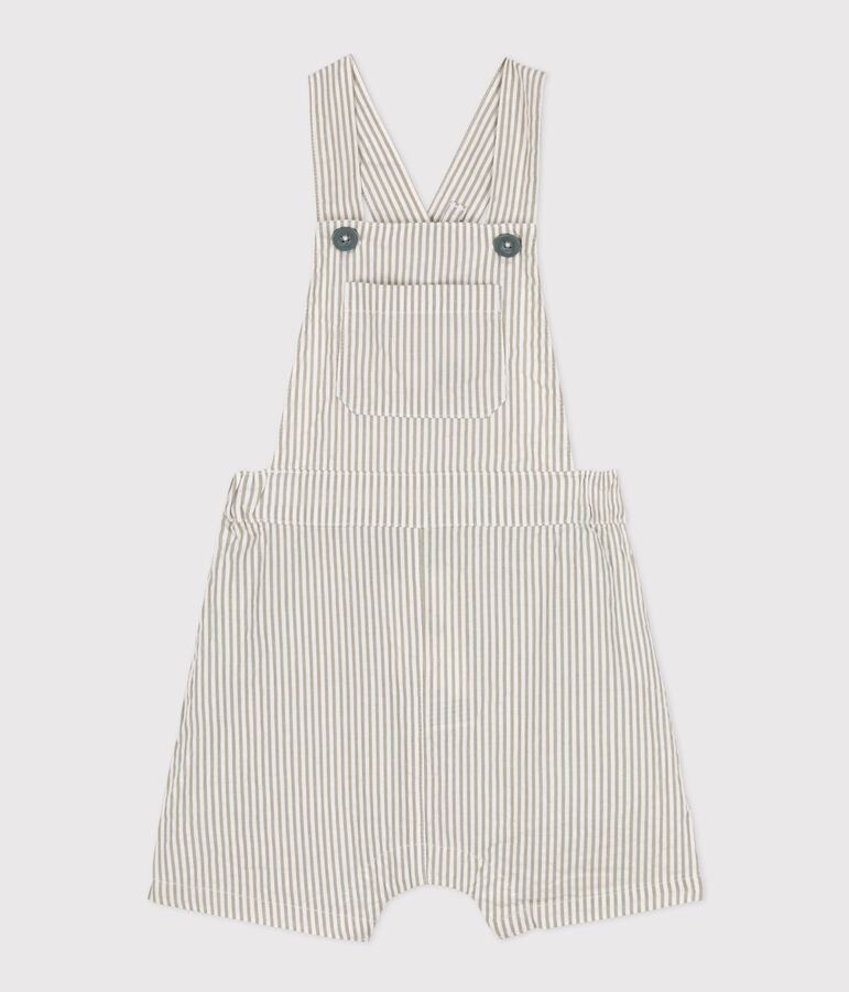 Kurze Baby-Latzhose aus Seersucker gr&uuml;n/weiss