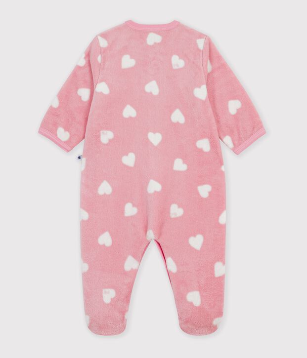 Baby Overall-Pyjama aus Fleece mit Herzmotiv rosa/weiss