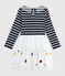 Langärmeliges Kinderkleid für Mädchen blau SMOKING/weiss MULTICO