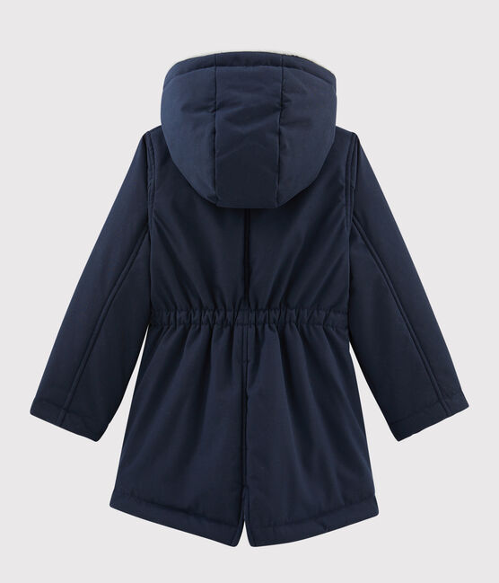 Kinderparka aus beschichteter Baumwolle für Mädchen blau SMOKING