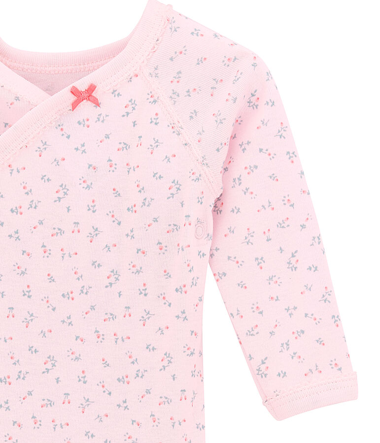 Lang&auml;rmeliger Baby-M&auml;dchen-Wickelbody mit Print rosa/vielfarbig