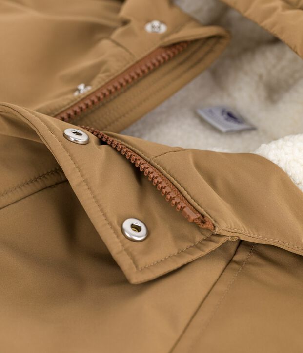 Kinder-Parka halblang und einfarbig braun