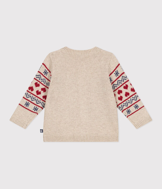 Baby-Cardigan aus Strick mit Wollanteil naturfarben/vielfarbig