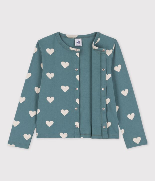 Gemusterter Cardigan aus Baumwolle f&uuml;r M&auml;dchen gr&uuml;n/naturfarben