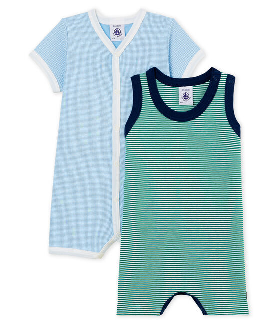 Duo Baby-Kurzoveralls Jungen aus Rippstrick variante 1