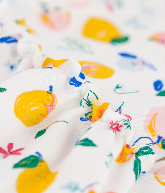 Ärmelloses Kinderkleid aus Baumwolle für Mädchen weiss MARSHMALLOW/weiss MULTICO