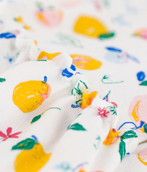 &Auml;rmelloses Kinderkleid aus Baumwolle f&uuml;r M&auml;dchen weiss/vielfarbig