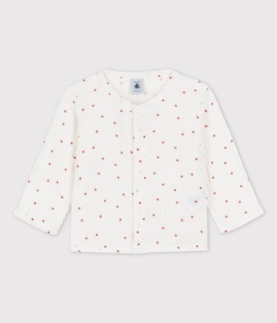 Babyhemd aus Bio-Musselinstoff weiss MARSHMALLOW/rot OMBRIE