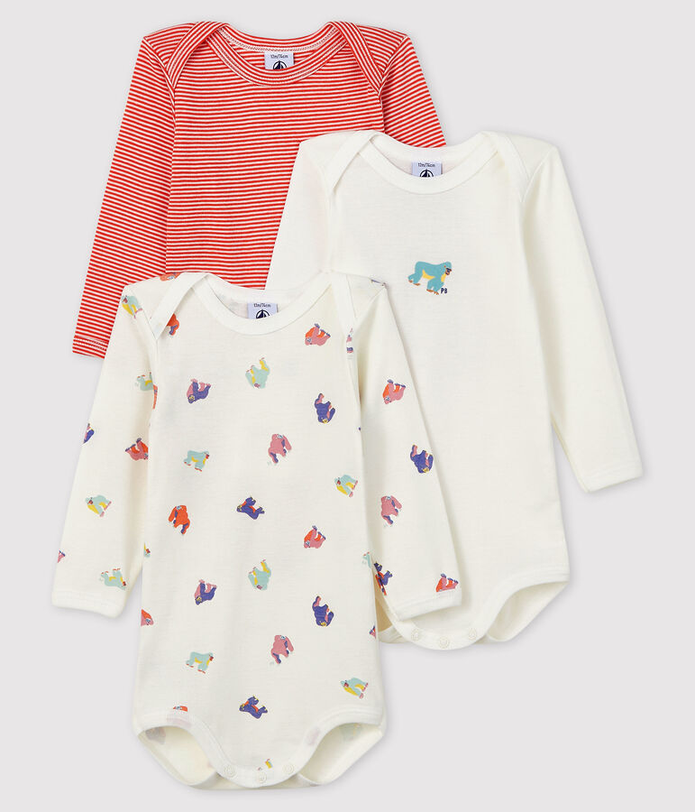 3er-Set lang&auml;rmlige Baby-Bodys f&uuml;r Jungen vielfarbig