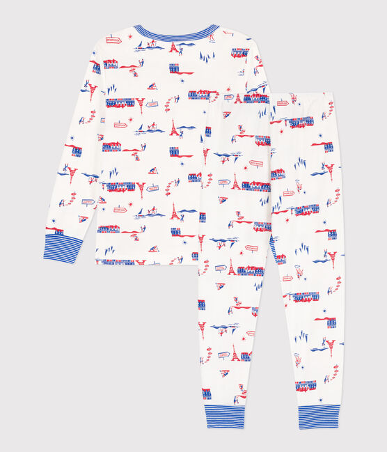 Kinderpyjama Paris aus Baumwolle weiss MARSHMALLOW/weiss MULTICO