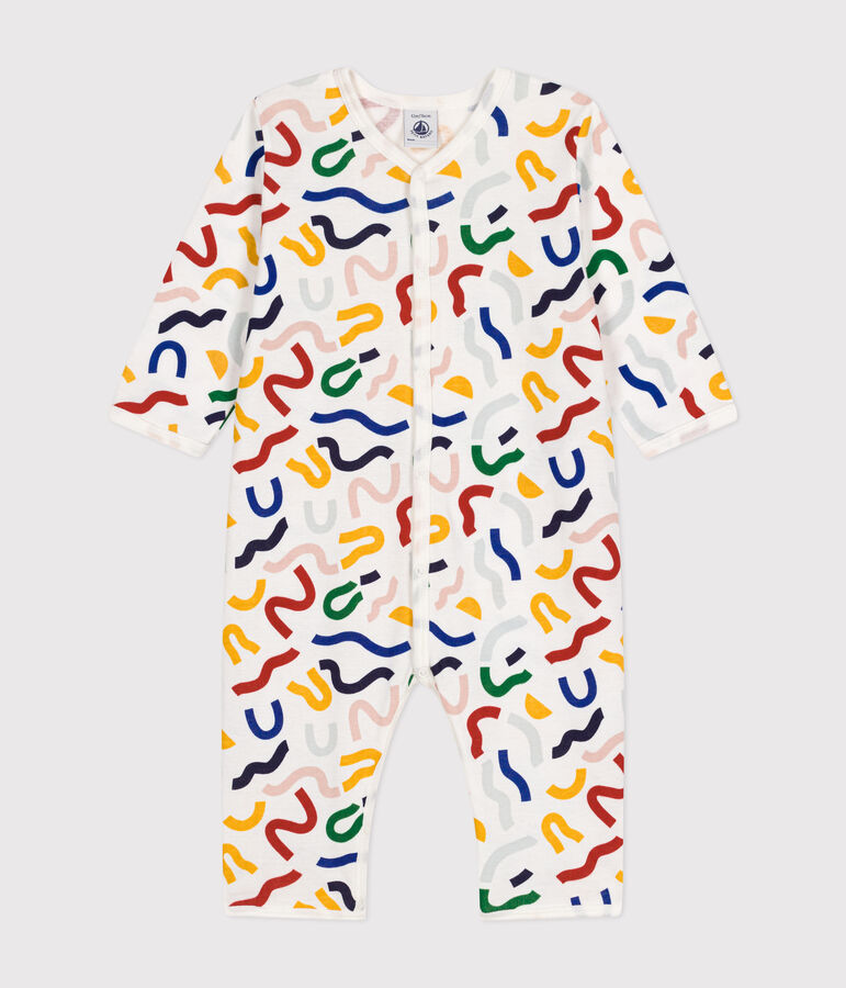 Baby-Strampler ohne F&uuml;&szlig;e aus Baumwolle mit leuchtendem Printmotiv weiss/vielfarbig