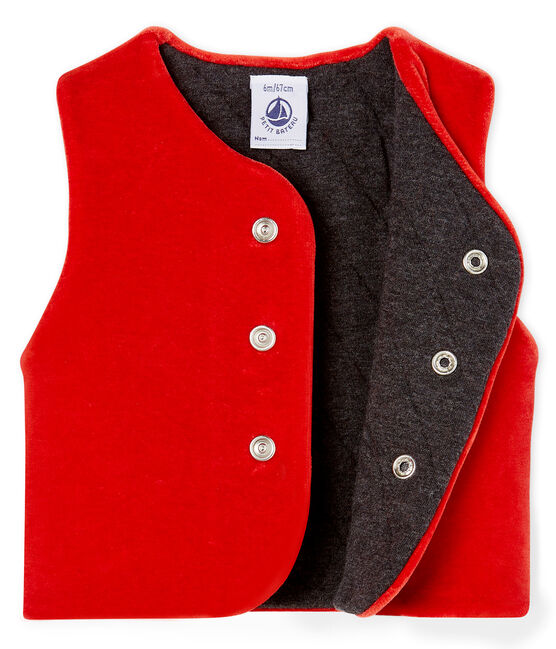 Ärmellose Baby-Strickjacke für Jungen rot TERKUIT