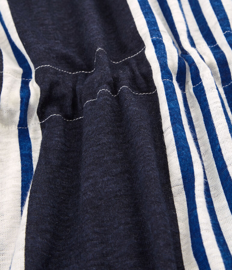 Kurz&auml;rmeliges leinenkleid damen weiss/vielfarbig