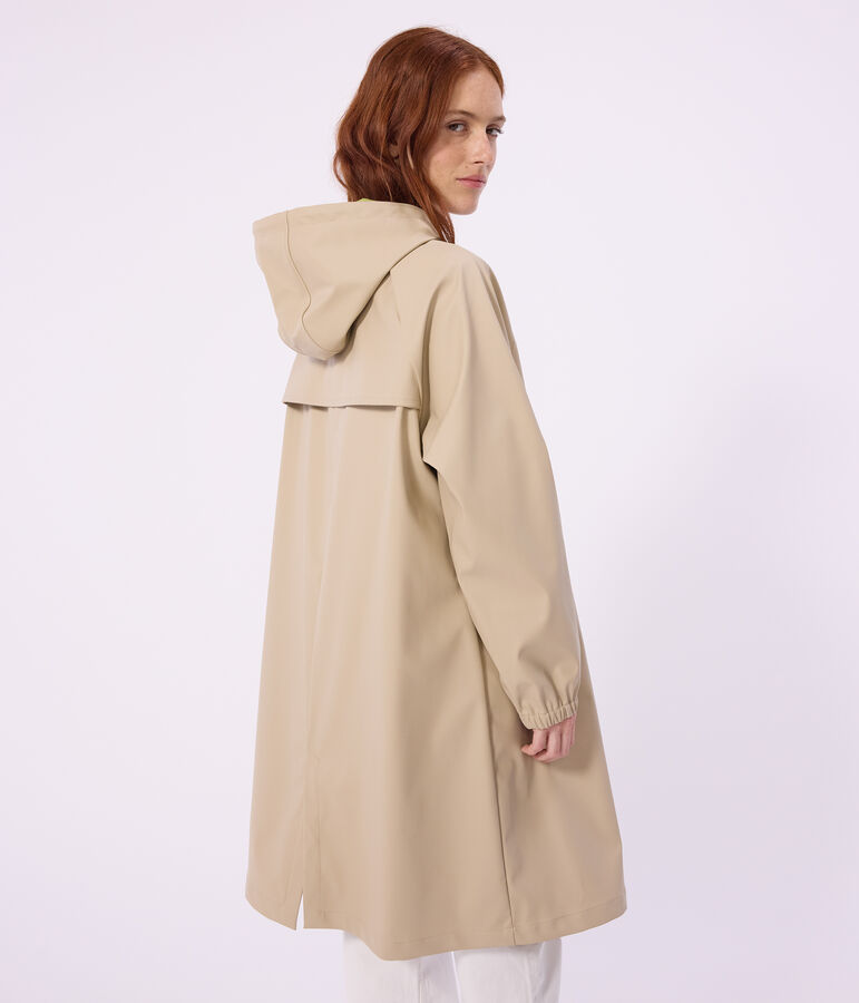 Lange Damen-Regenjacke mit zwei Farben beige